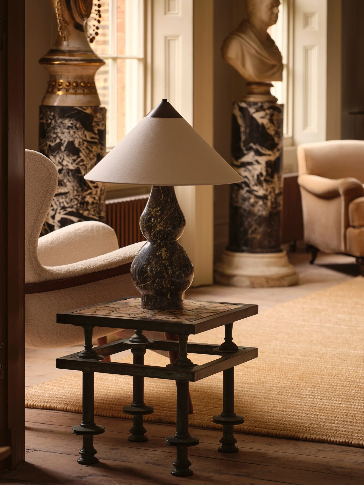 Pure White Lines - Yuki Table Lamp - Green