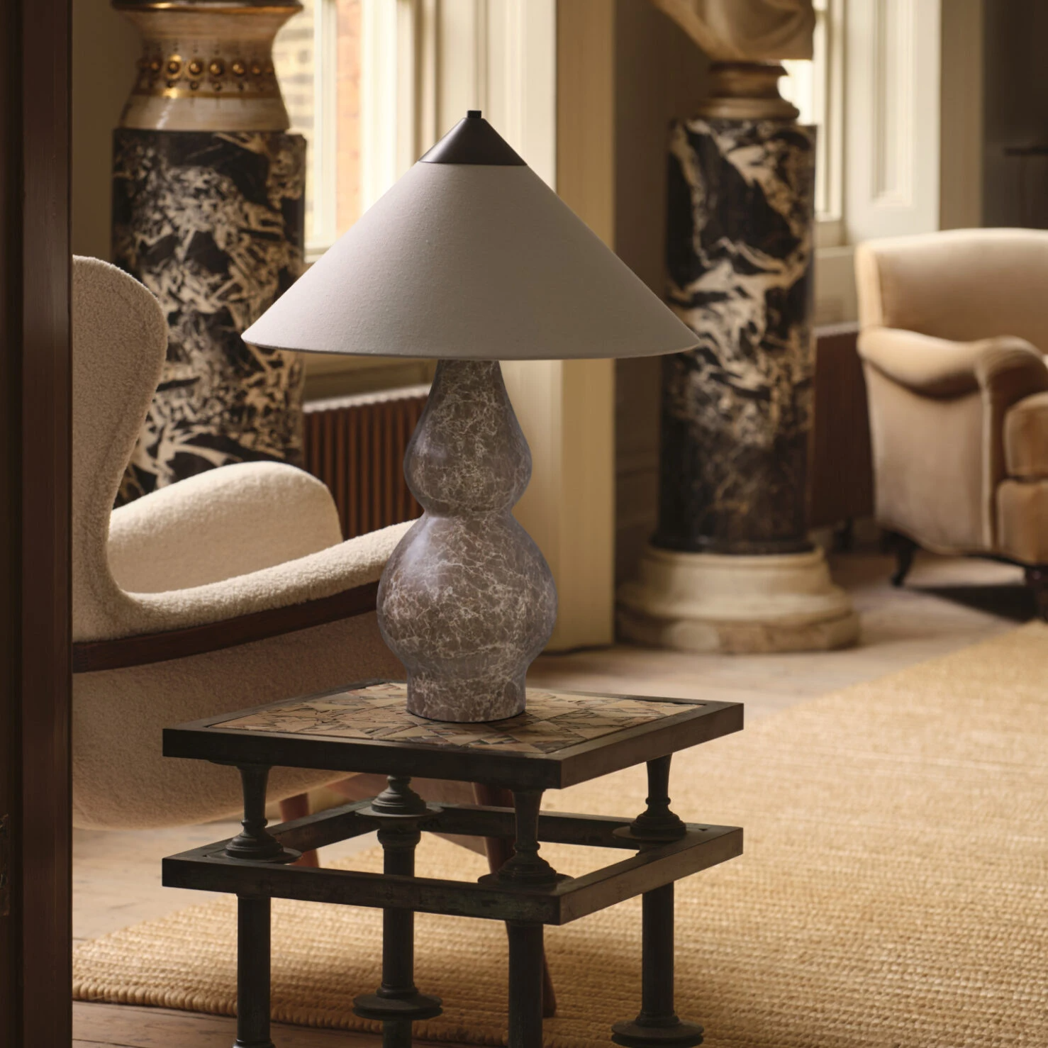 Pure White Lines - Yuki Table Lamp - Beige