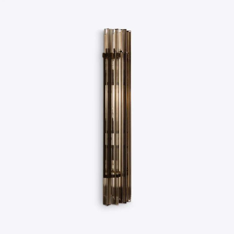 Pure White Lines Smoked Quartz Amaro IP44 Wall Light - available in two sizes