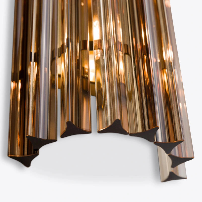 Pure White Lines Smoked Quartz Amaro IP44 Wall Light - available in two sizes
