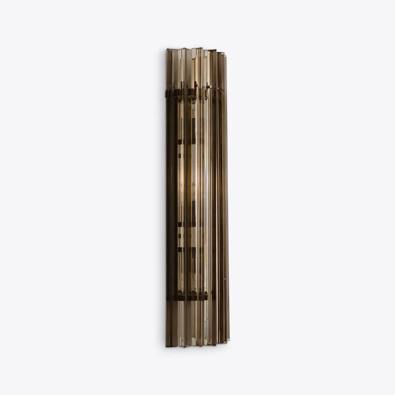 Pure White Lines Smoked Quartz Amaro IP44 Wall Light - available in two sizes