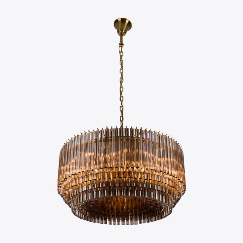 Pure White Lines Large Amaro Drum Chandelier