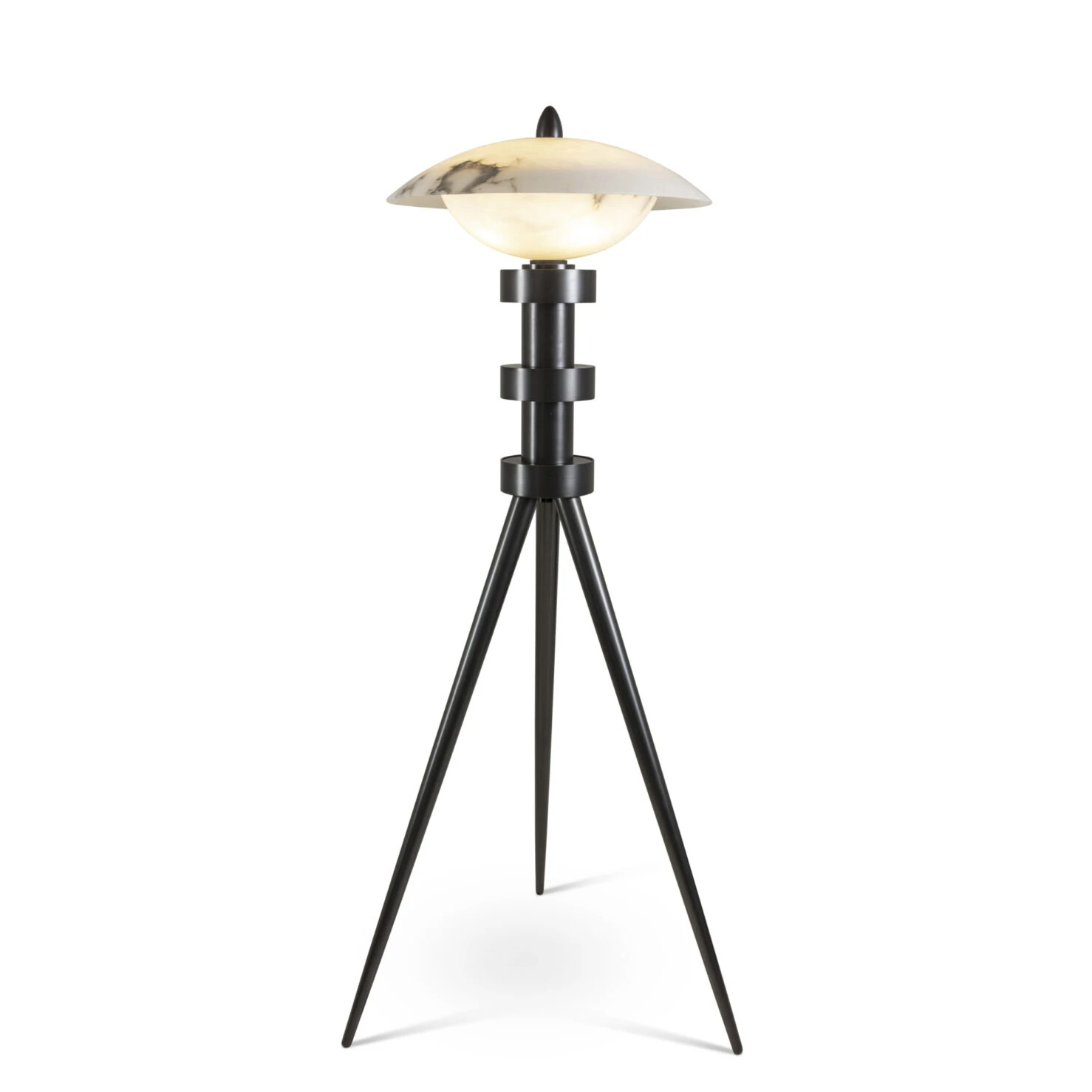 Pure White Lines - Eli Alabaster Floor Lamp