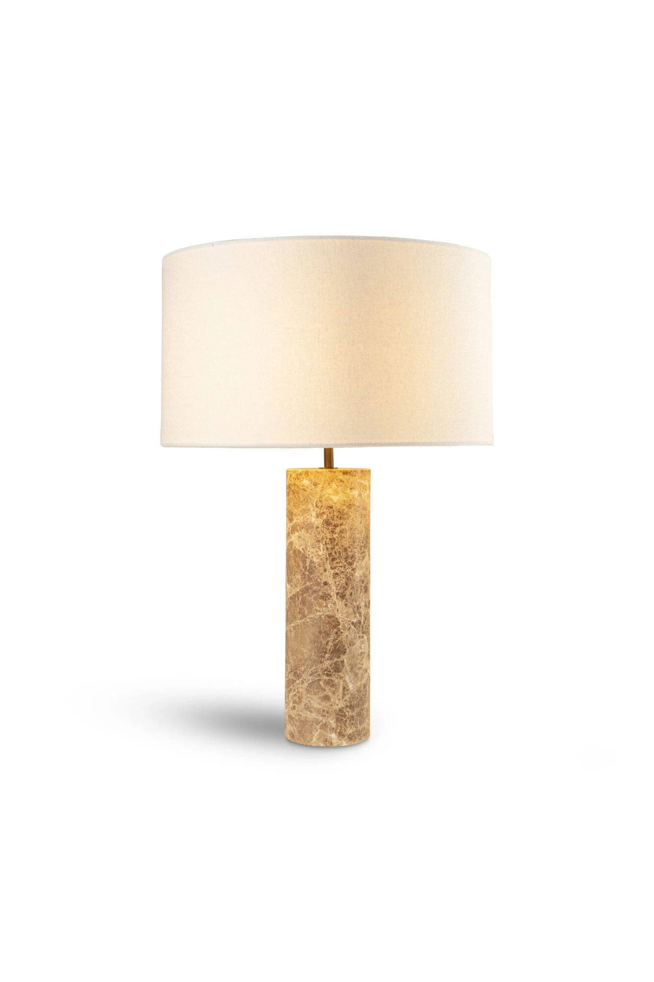 Pure White Lines - Cusco Beige Marble Table Lamp – Linen Shade