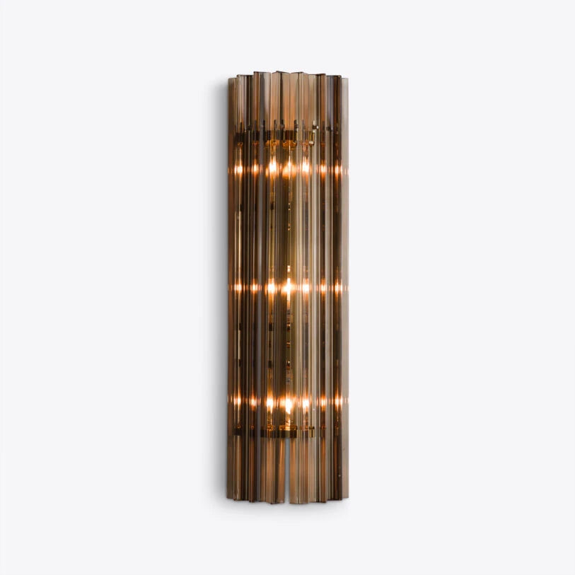 Pure White Lines Smoked Quartz Amaro IP44 Wall Light - available in two sizes