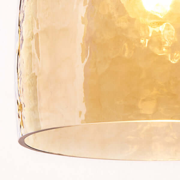 Pooky - Rory Pendant Shade - Honey Hammered Glass with a gently hammered finish and warm honey tones.