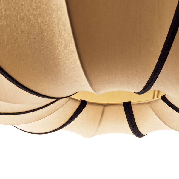 Pooky - Ufo Pendant Light Shade - Large - Taupe Silk With Black Silk