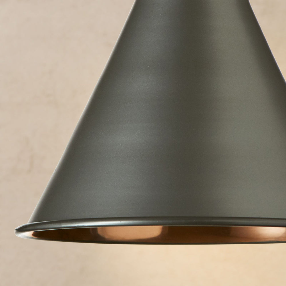 Pooky - Stanley Pendant Shade - Dark Grey - Copper Interior