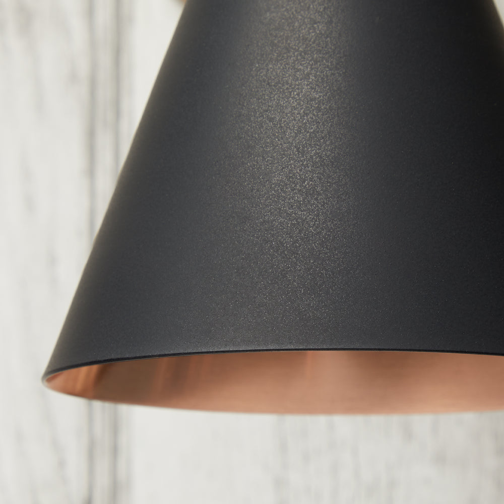 Pooky - Stanlette Pendant Shade - Ash Black - Copper Interior