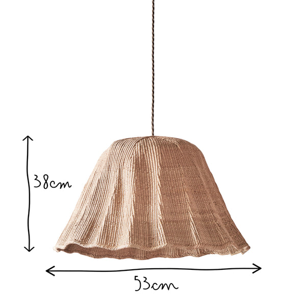 Pooky - Wonky Wave Pendant Light Shade - Larger - Natural Woven Palm Basket