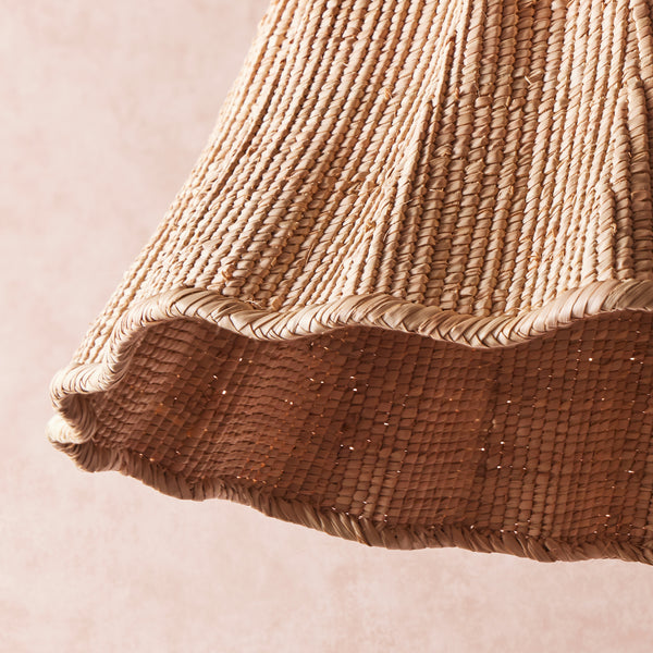 Pooky - Wonky Wave Pendant Light Shade - Larger - Natural Woven Palm Basket