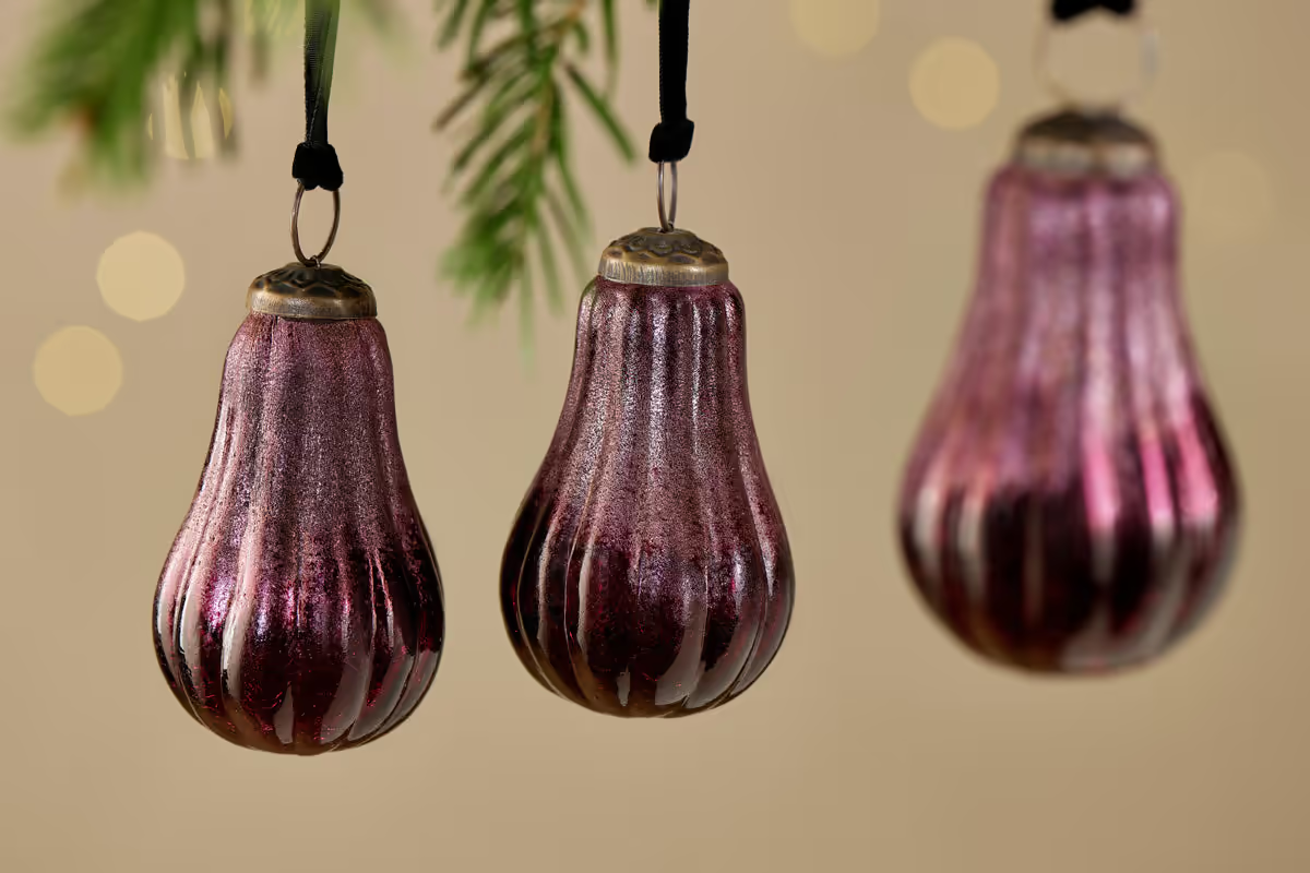 Nkuku - Pannee Drop Baubles - Ruby (Set of 4)