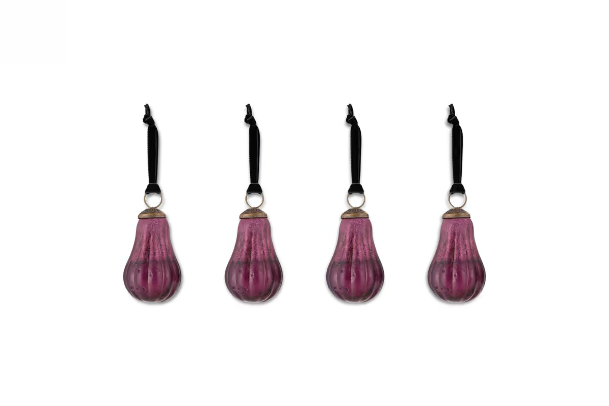 Nkuku - Pannee Drop Baubles - Ruby (Set of 4)