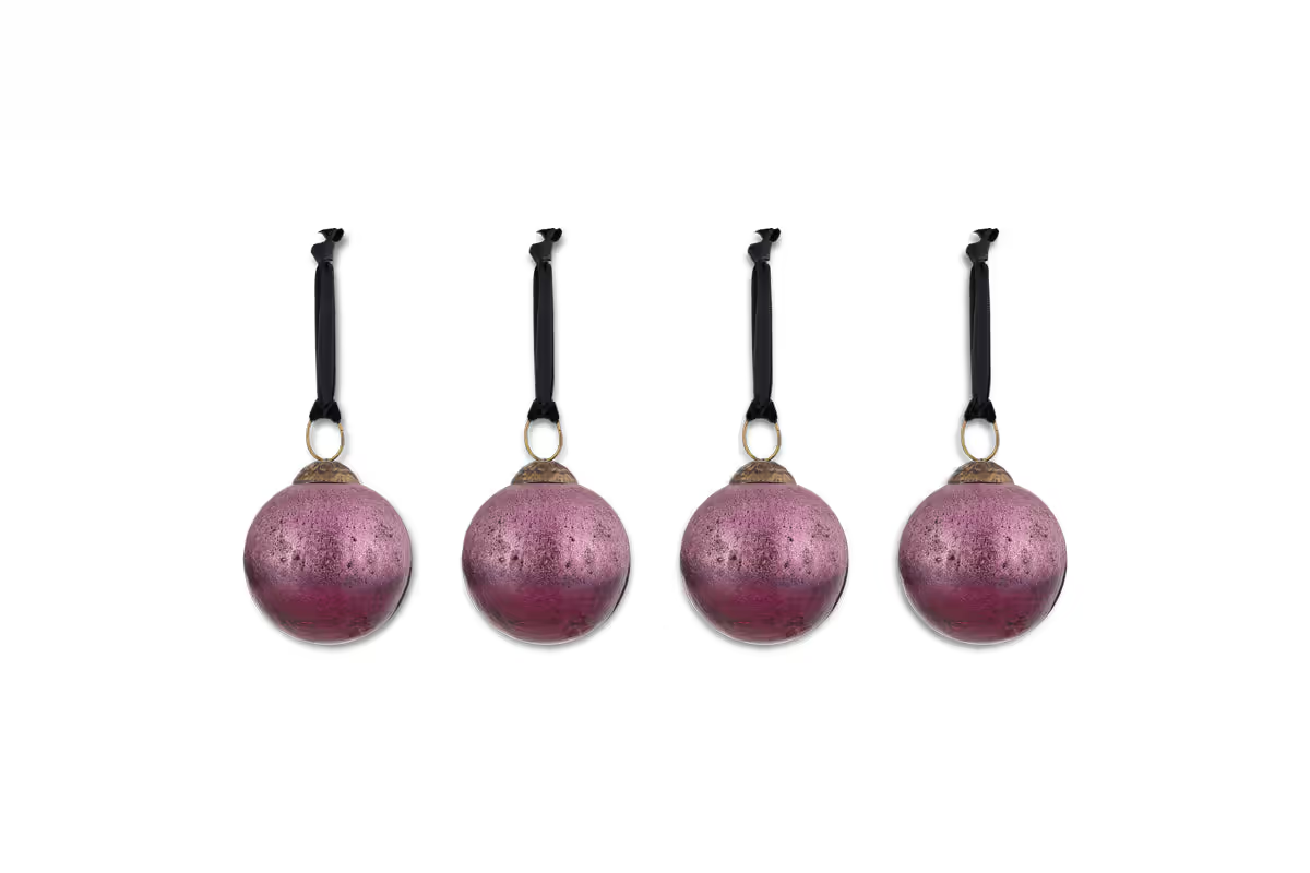 Nkuku - Pannee Round Baubles - Ruby (Set of 4)