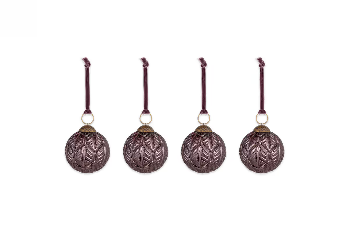 Nkuku - Patta Baubles - Burgundy - (Set of 4)
