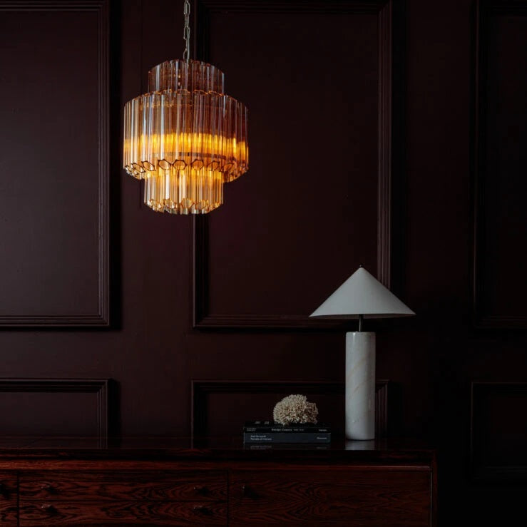 Pure White Lines Amber Piccolo Palermo Chandelier