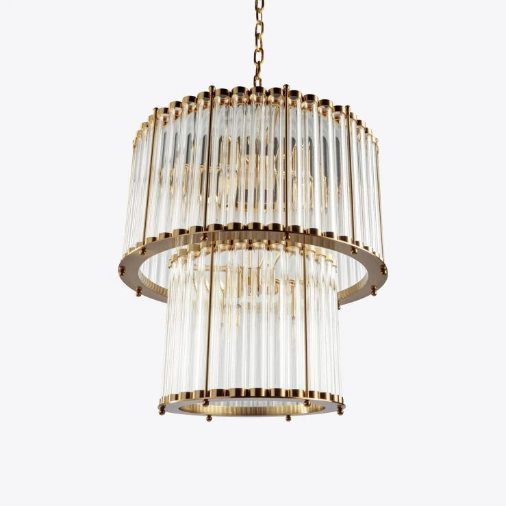 Pure White Lines Double Monza Chandelier