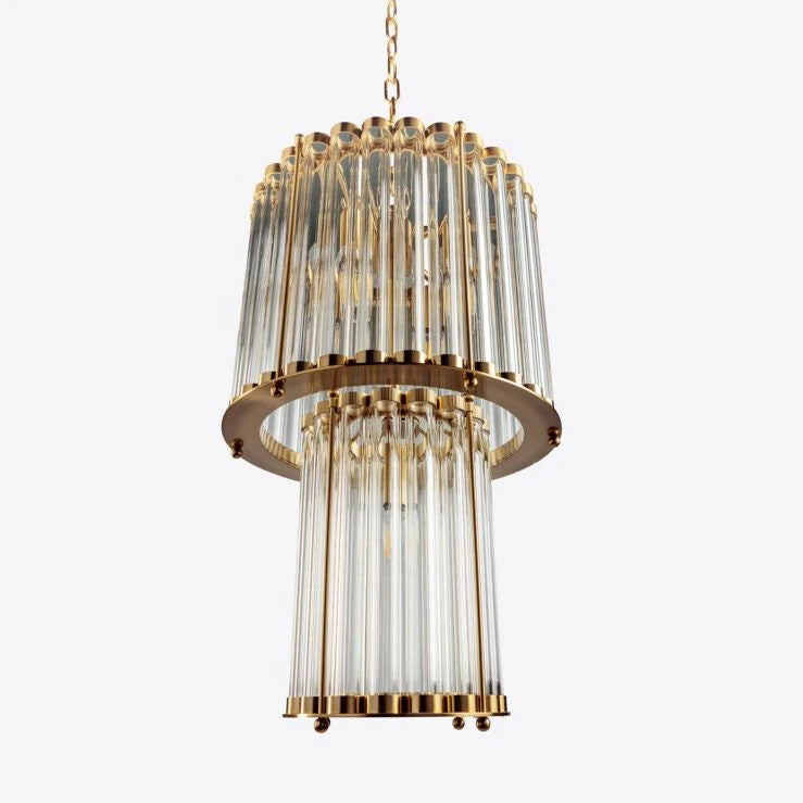 Pure White Lines Double Monza Chandelier