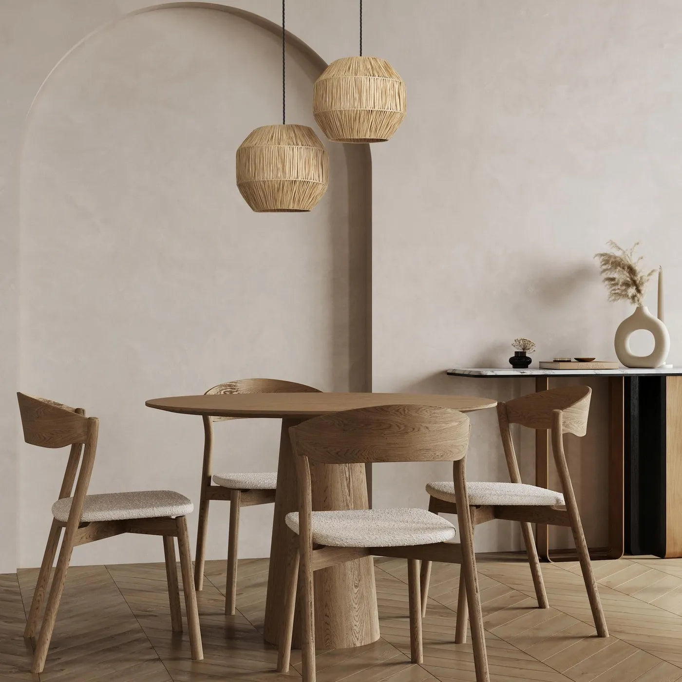 Industville Raffia Ceiling Pendant Globe - 16Inch - Natural