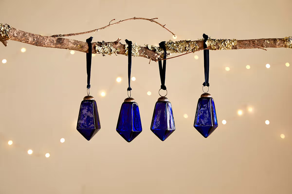 Nkuku - Ratnam Baubles - Indigo - Large (Set of 4)