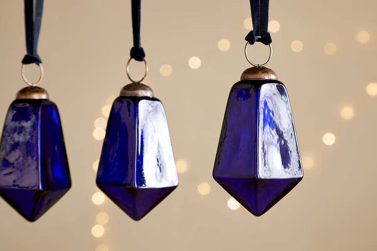 Nkuku - Ratnam Baubles - Indigo - Large (Set of 4)