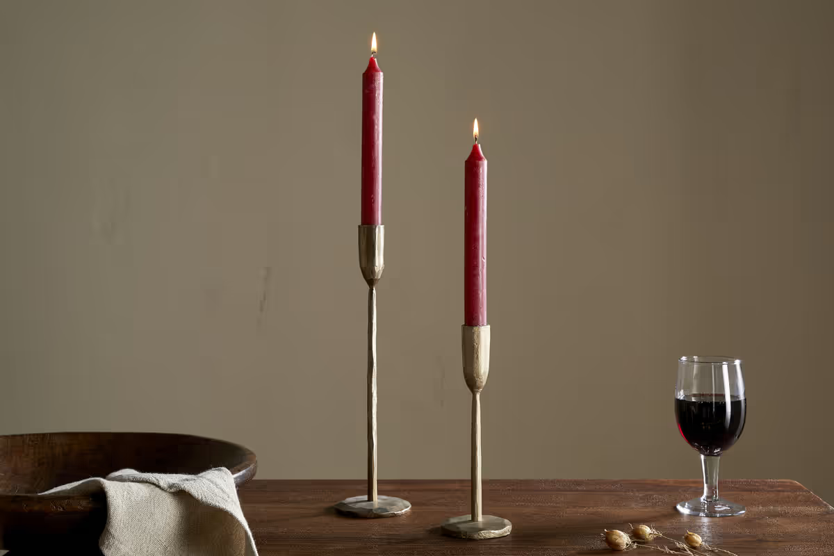 Nkuku - Rustic Soy Blend Dinner Candle - Dark Cherry (Set of 2)