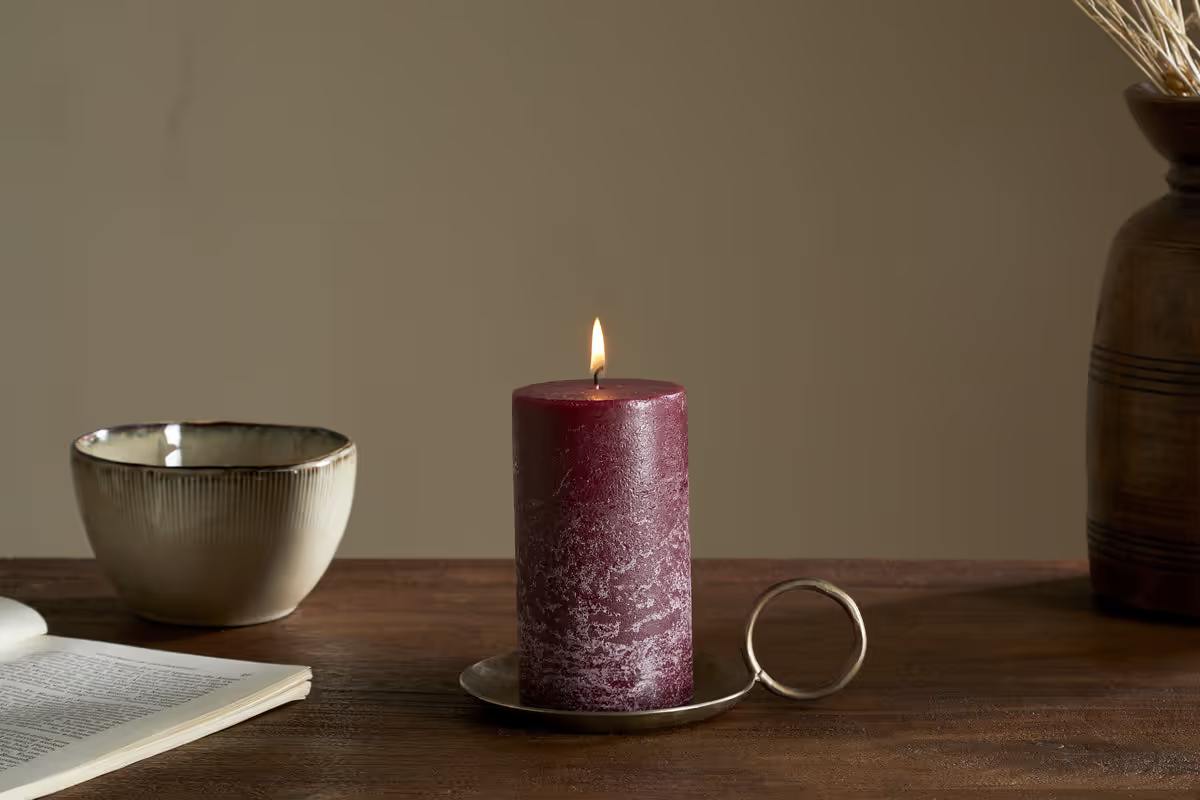 Nkuku - Rustic Soy Blend Pillar Candle - Dark Cherry - Small