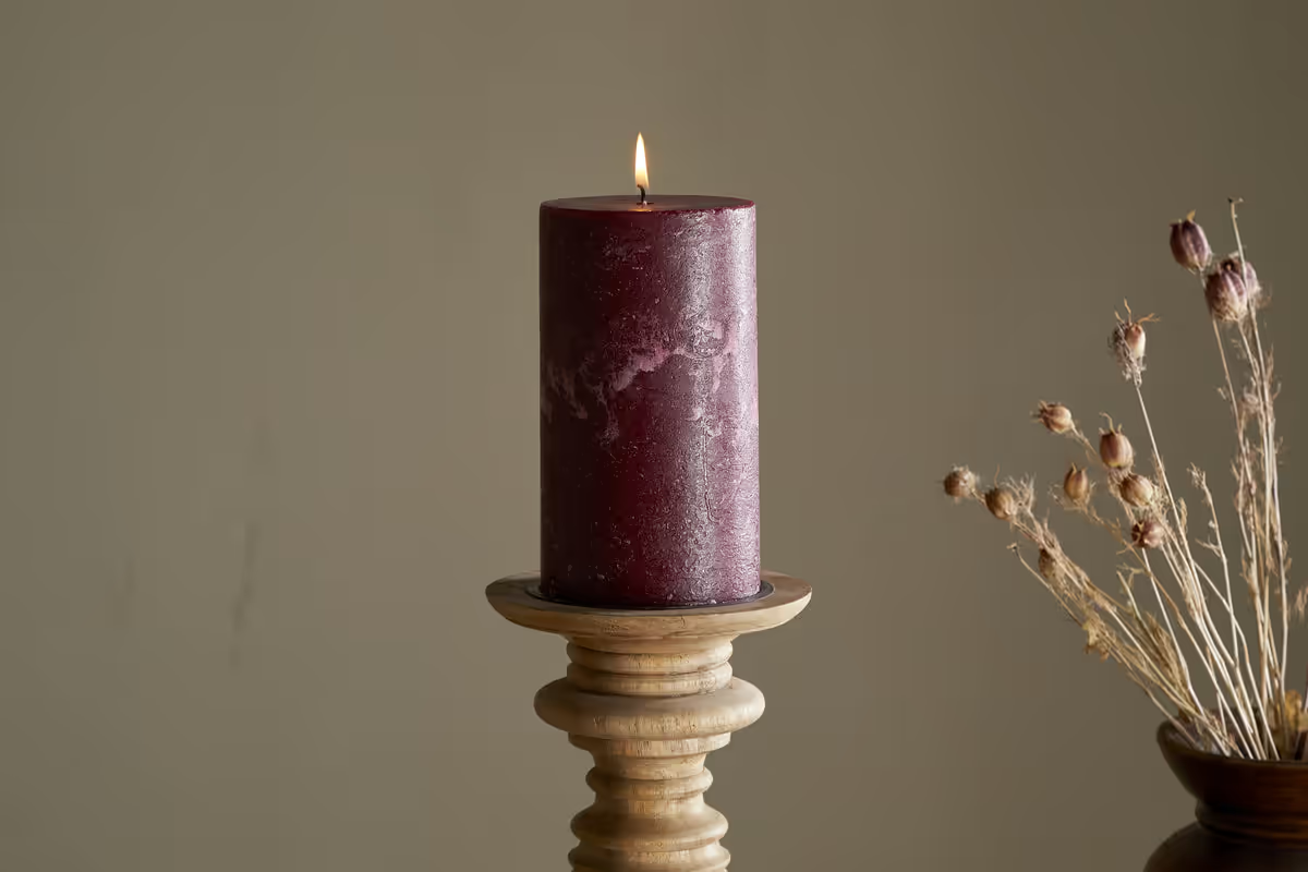 Nkuku - Rustic Soy Blend Pillar Candle - Dark Cherry - Large