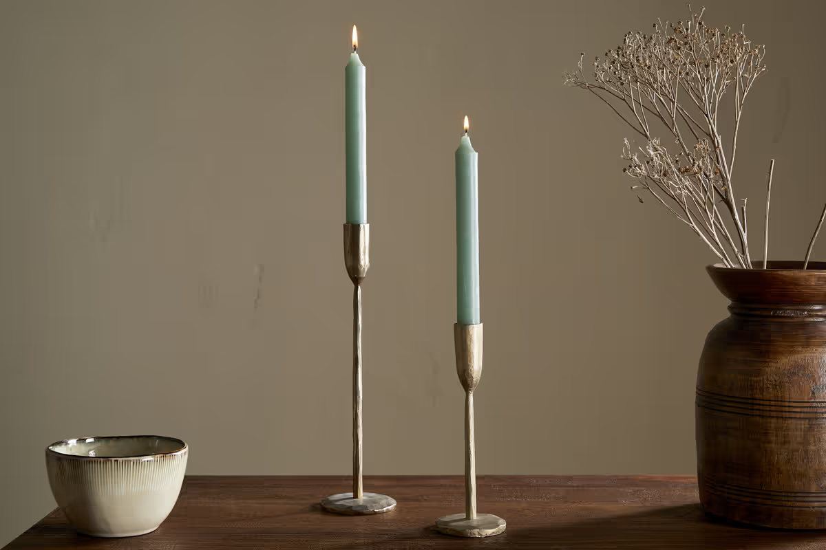 Nkuku - Rustic Soy Blend Dinner Candle - Sage Green (Set of 2)