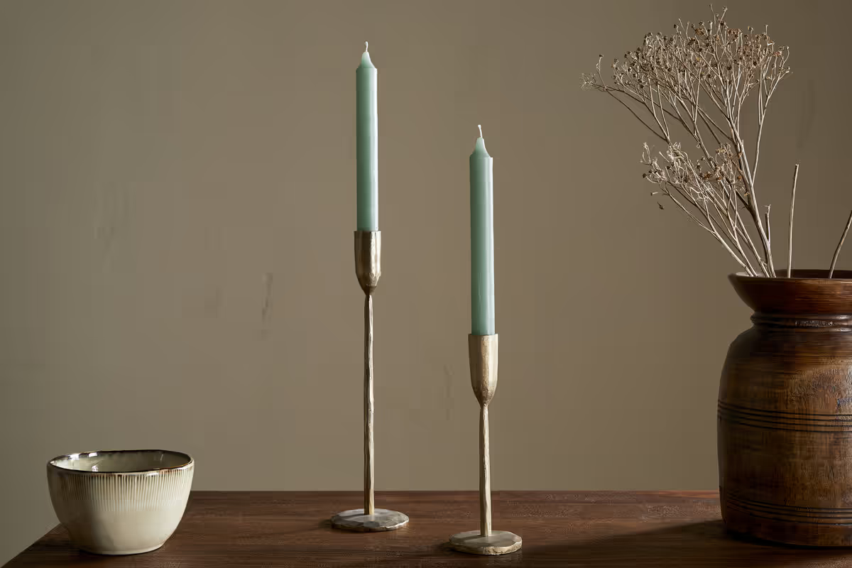 Nkuku - Rustic Soy Blend Dinner Candle - Sage Green (Set of 2)