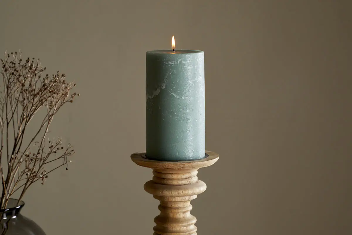Nkuku - Rustic Soy Blend Pillar Candle - Sage Green - Large