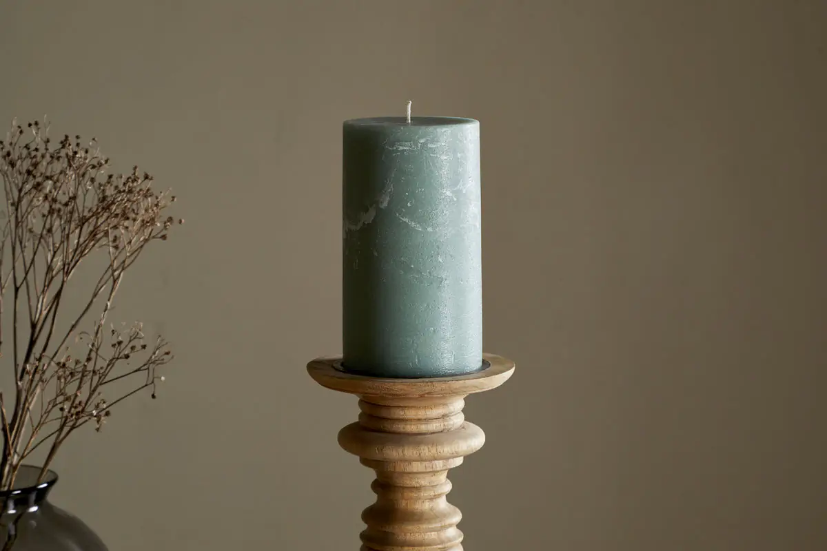 Nkuku - Rustic Soy Blend Pillar Candle - Sage Green - Large