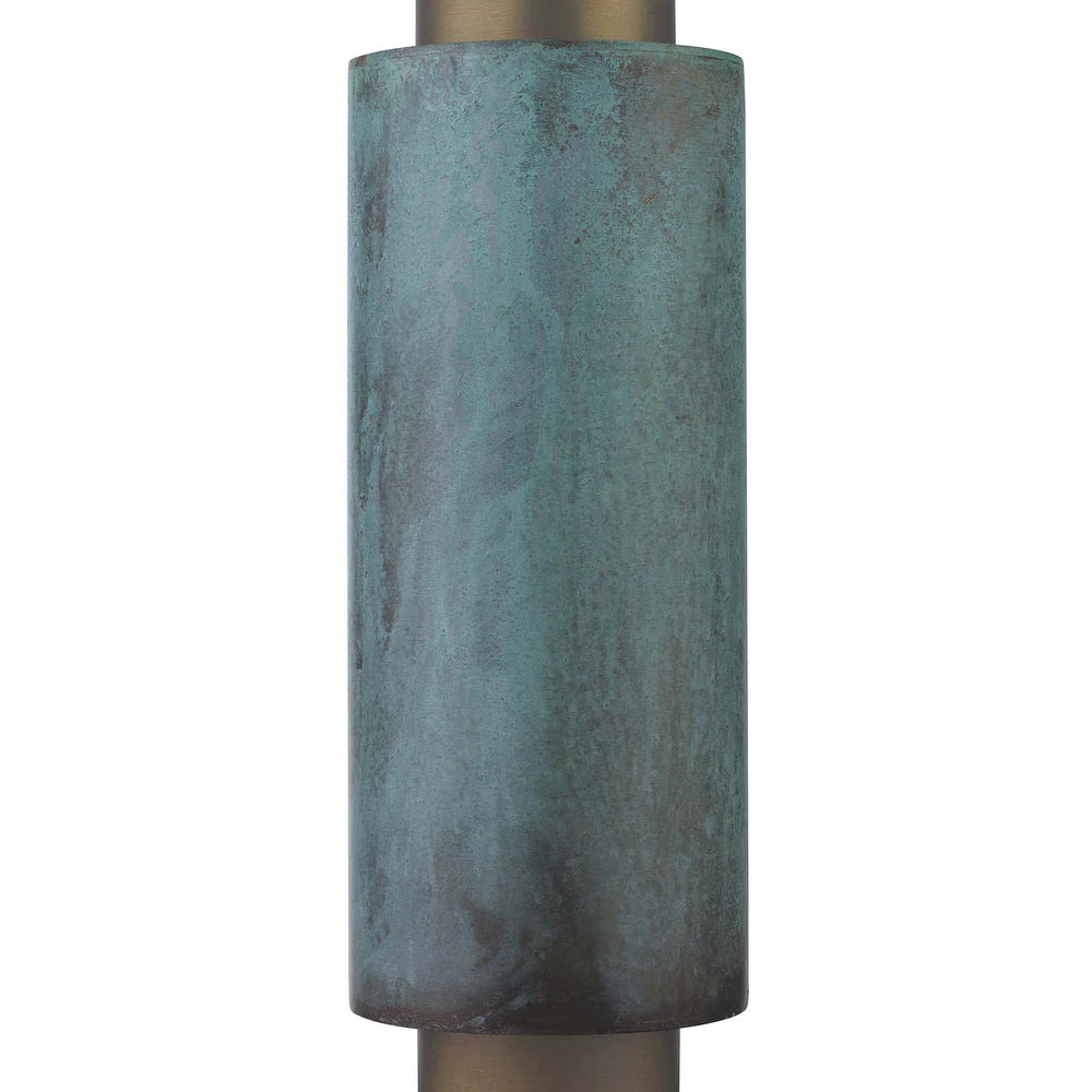 Northern Light - Reynard Table Lamp Medium - Verdigris Old English Brass Light Finish - 8" Cloche Snowdrift Shade