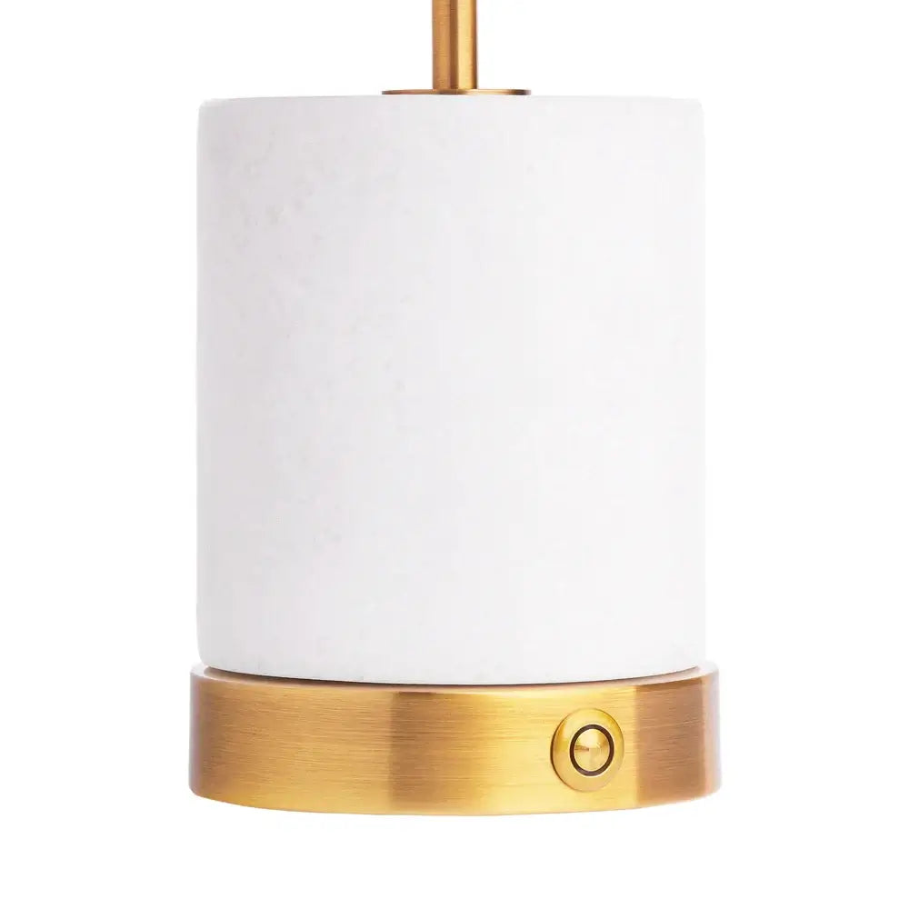 SALE - Pooky Utopia Rechargeable Table Lamp in White Marble with elegant brass base and white marble shade.