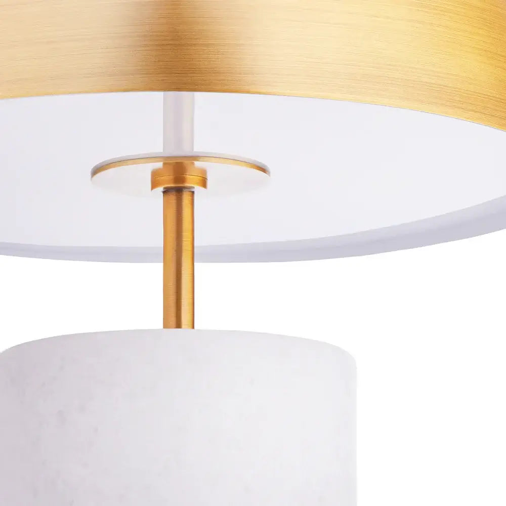 Close-up of the SALE - Pooky Utopia Rechargeable Table Lamp in White Marble showcasing its brass and marble detailing.