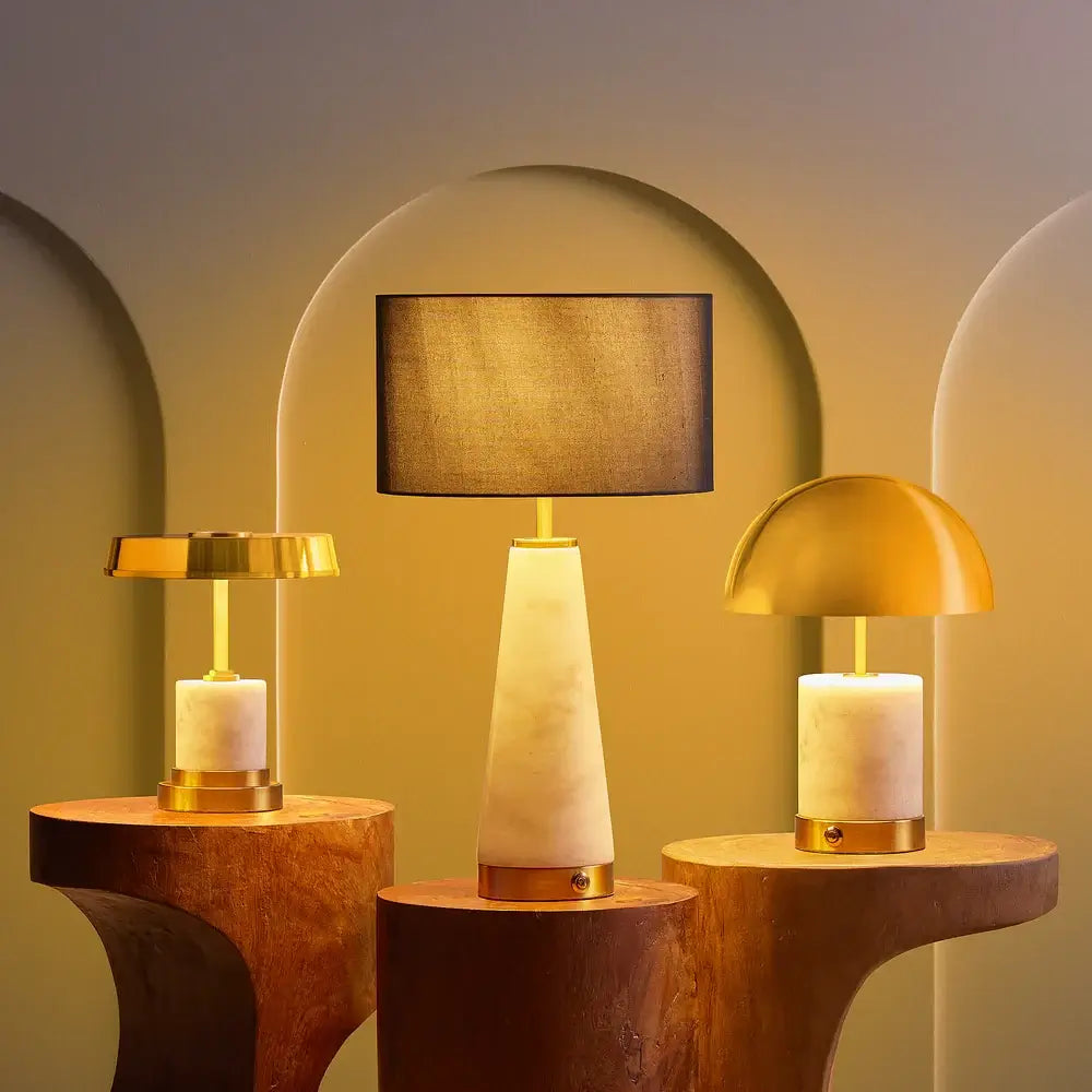 SALE - Pooky Utopia Rechargeable Table Lamp in White Marble, elegant table lamps in a stylish setting.