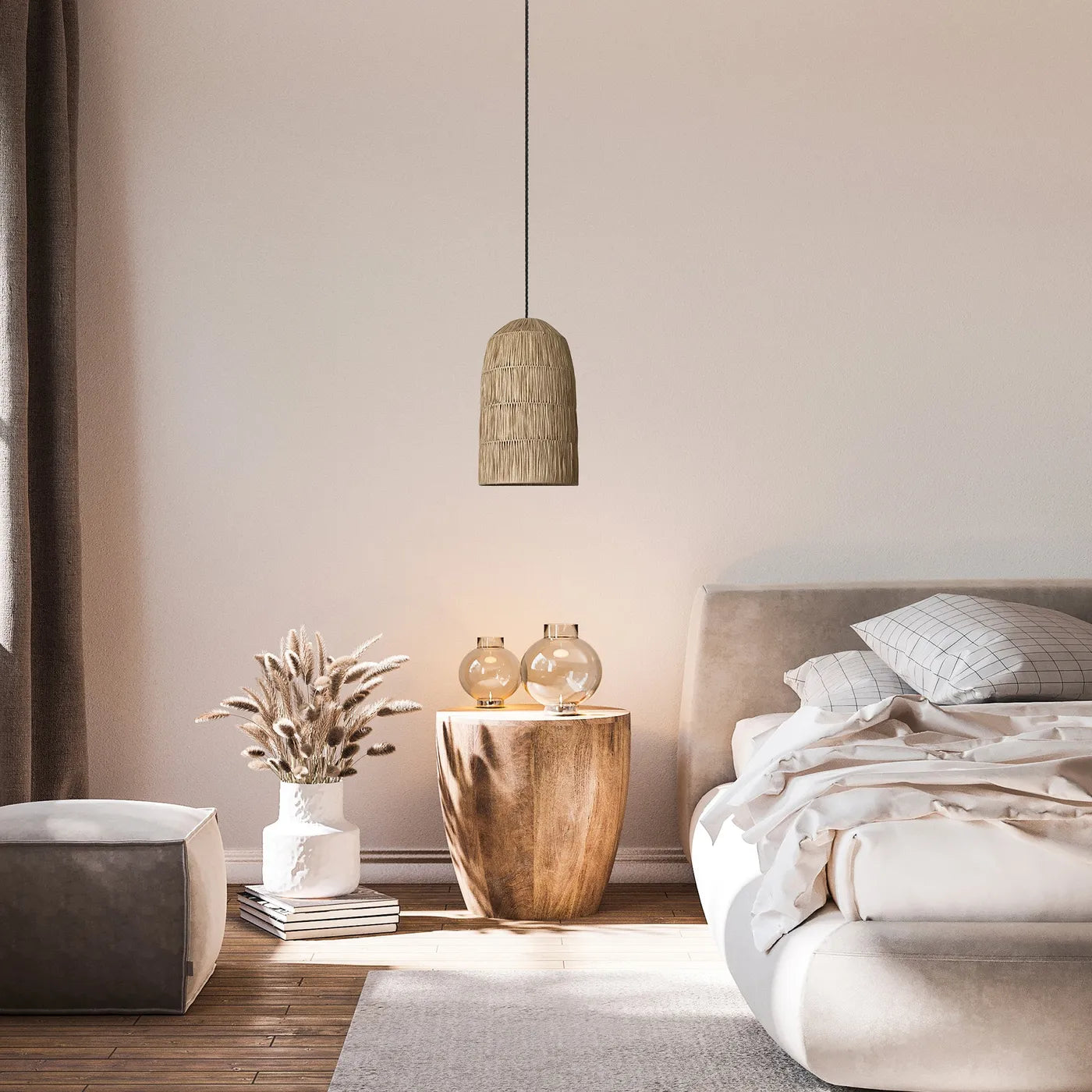 Industville Raffia Ceiling Pendant Cone - 10Inch - Natural