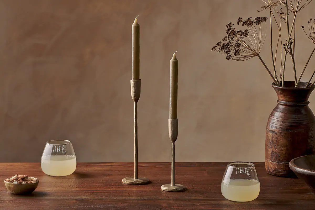Nkuku - Rustic Soy Blend Dinner Candle - Olive Green (Set of 2)