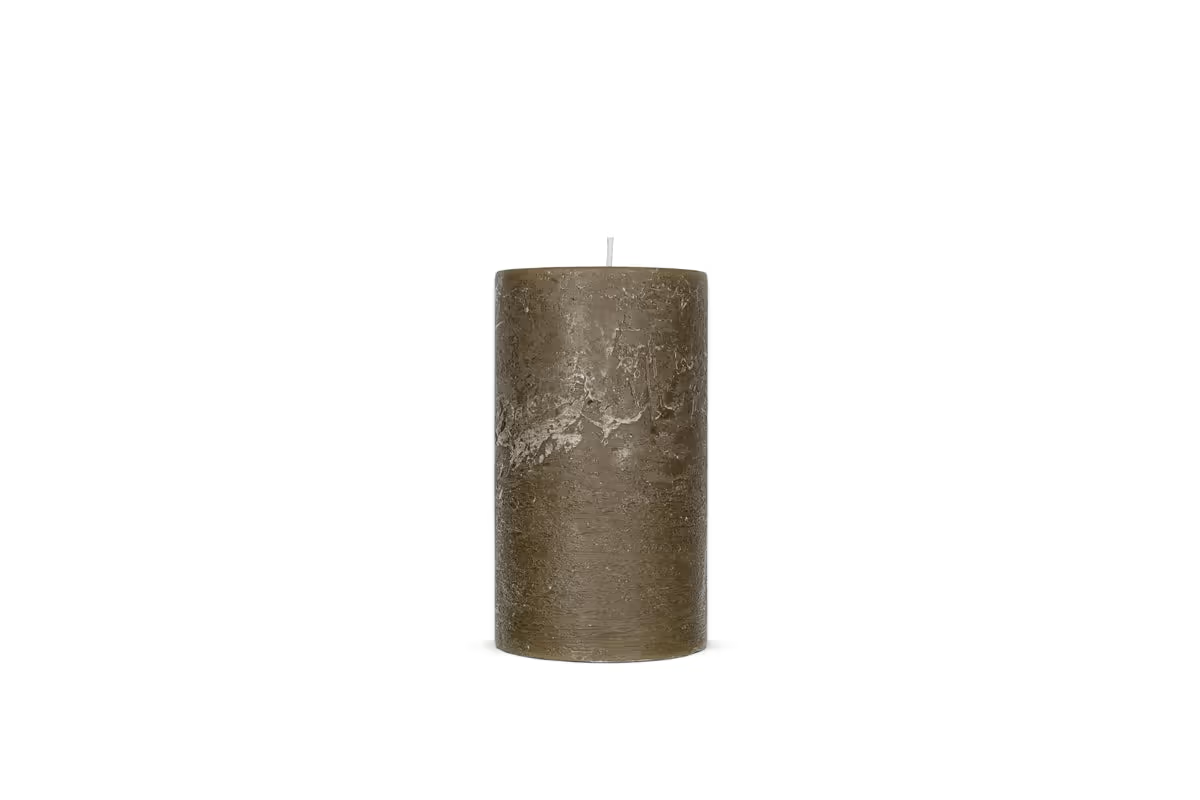 Nkuku - Rustic Soy Blend Pillar Candle - Olive Green - Small