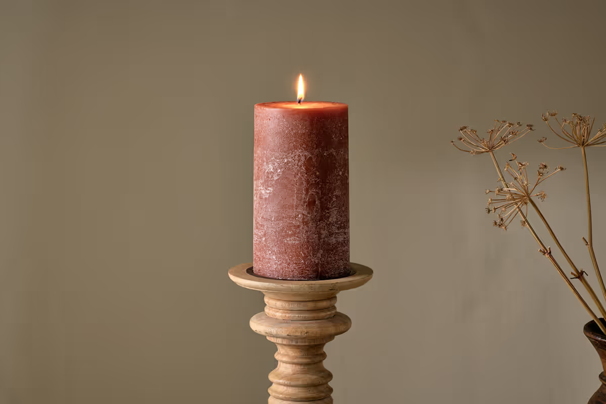 Nkuku - Rustic Soy Blend Pillar Candle - Rust - Large