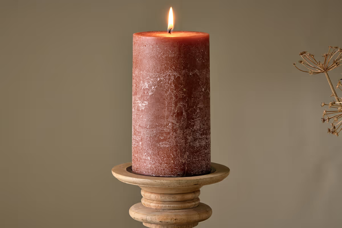 Nkuku - Rustic Soy Blend Pillar Candle - Rust - Large