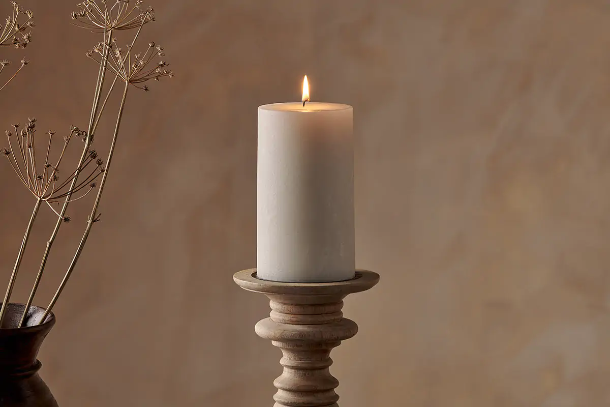 Nkuku - Rustic Soy Blend Pillar Candle - White - Large