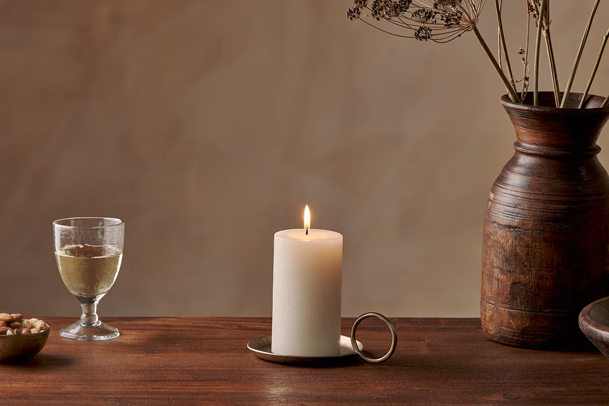Nkuku - Rustic Soy Blend Pillar Candle - White - Small