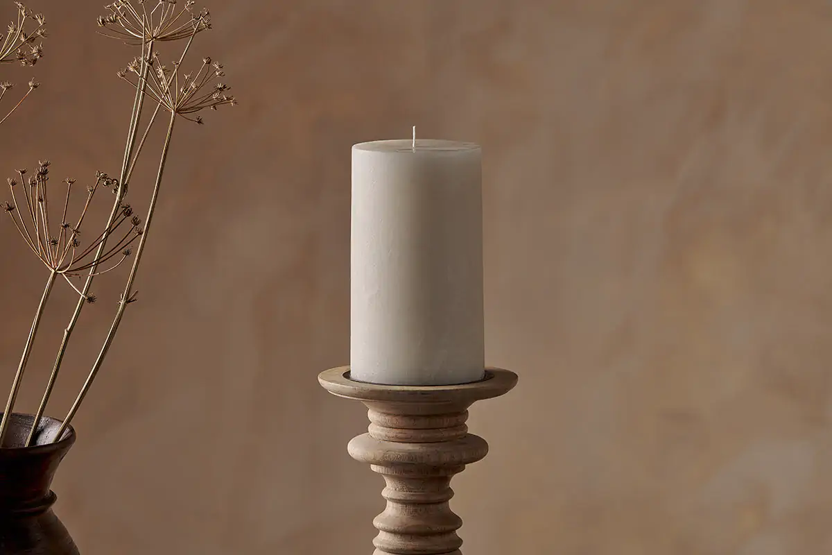 Nkuku - Rustic Soy Blend Pillar Candle - White - Large
