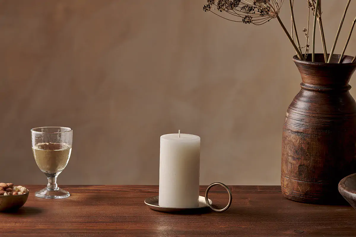 Nkuku - Rustic Soy Blend Pillar Candle - White - Small