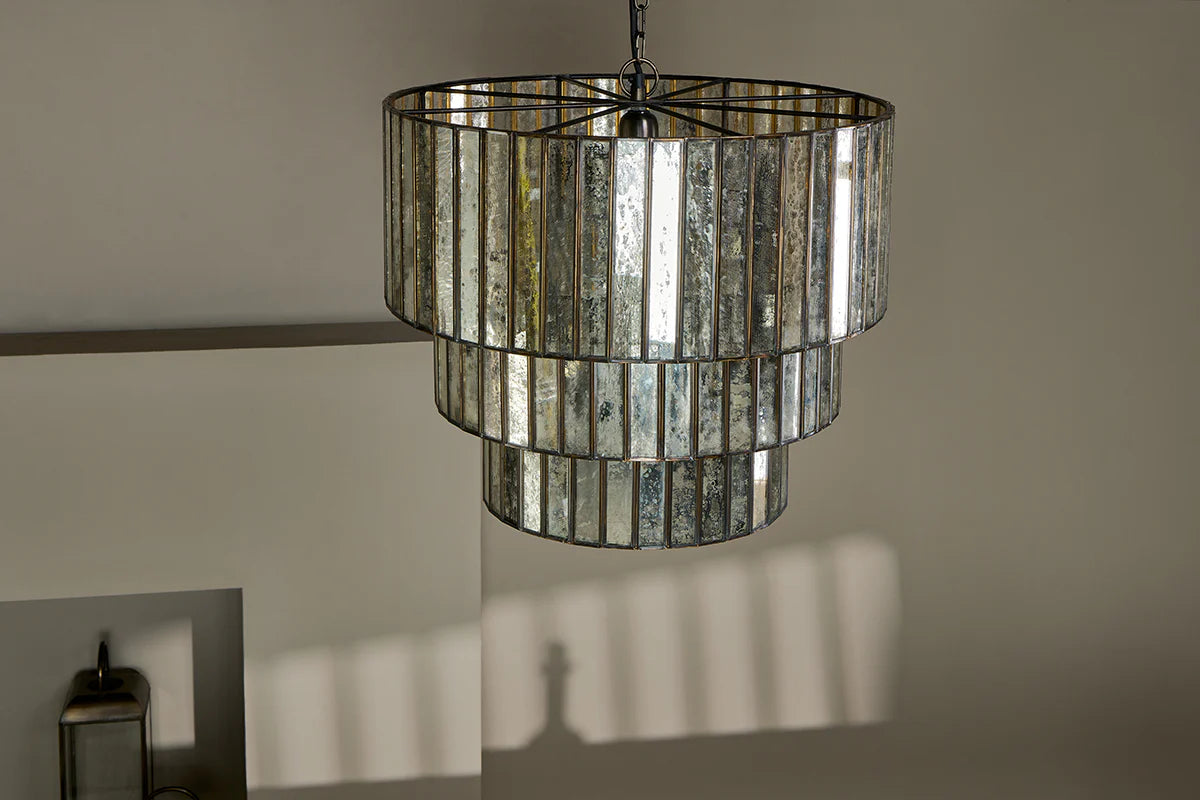 Nkuku Shanaya Mottled Glass Chandelier - Antique Bronze