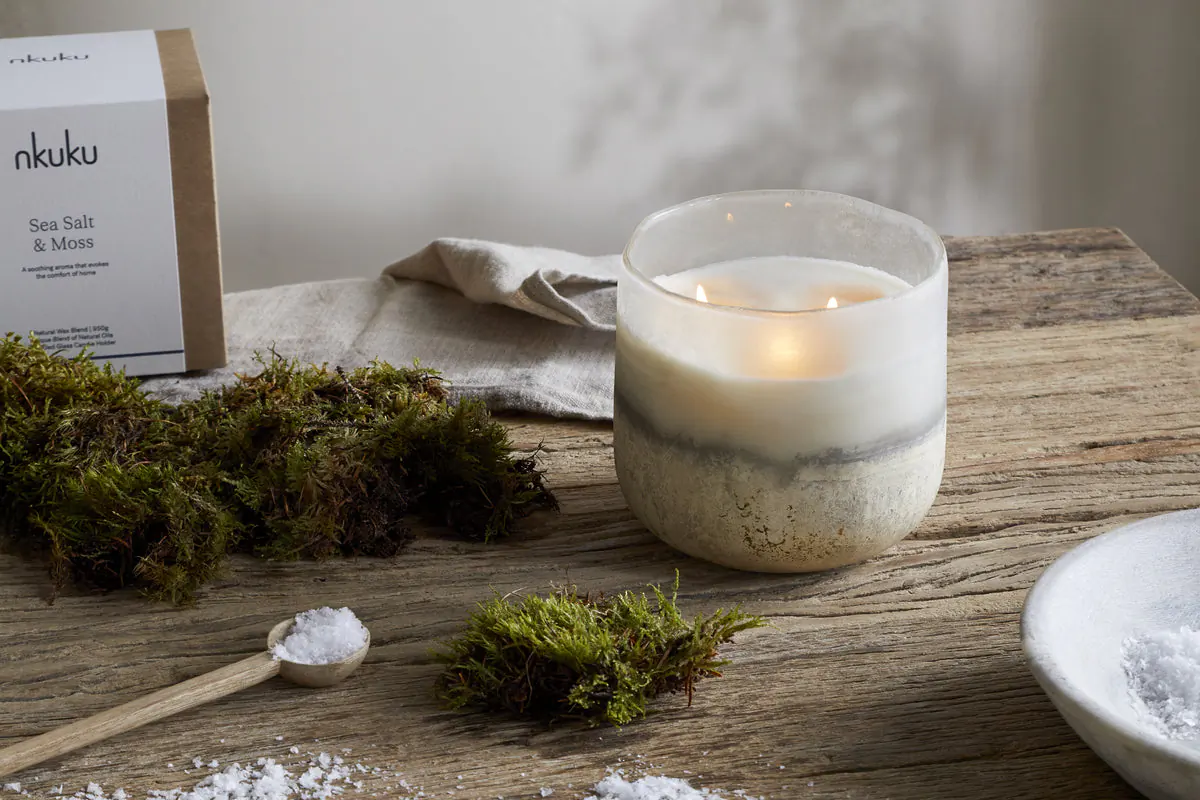 Nkuku - Sea Salt & Moss 3 Wick Scented Candle