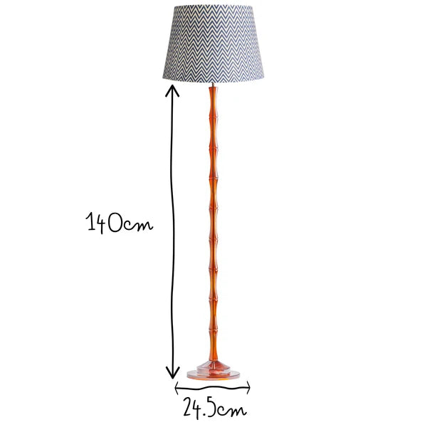 Pooky - Bamboo Floor Lamp Base - Amber Polished Resin - Without Lampshade showing dimensions