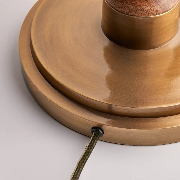 Pooky - Tinto Standing Lamp Base - Natural Wood And Antique Brass - Without Lampshade