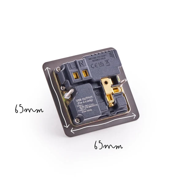 Pooky - Lucian Single Socket With USB Type C With Black Inserts - Aged Brass